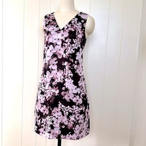 Banana Republic Sleeveless V Neck Floral Dress in Pink & Black